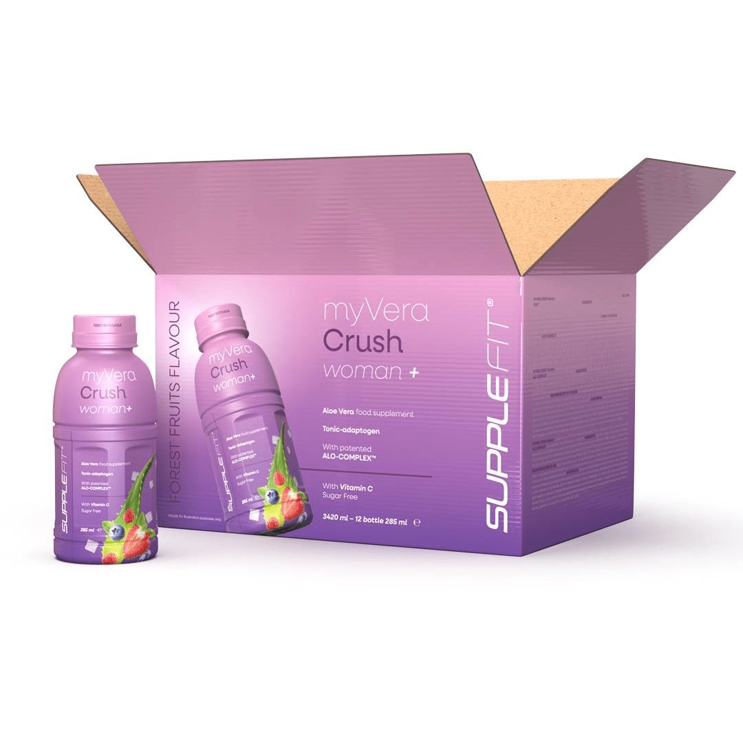 MYVERA CRUSH Woman + ist ein tonisch-adaptogenes Nahrungsergänzungsmittel auf der Basis von Blattsaft und Blattmark der Aloe Vera sowie Vitamin C. Das Produkt überzeugt zudem durch einen leckeren Waldbeeren-Geschmack. Durch die abgestimmte Kombination von Aloe Vera und Vitamin C, die sich durch zahlreiche positive Eigenschaften auszeichnen, wirkt der patentierte Komplex ALO-COMPLEX™ entschlackend und antioxidativ auf den Körper. Die Formel von MYVERA CRUSH Woman + enthält zusätzlich Goji, Arginin, Taigawurzel und Rübe und wurde speziell entwickelt, um auf natürliche Weise die Bildung von Stickstoffmonoxid im Körper zu fördern, welches gefäßerweiternd wirkt und somit die Gefäßfunktion unterstützt. MYVERA CRUSH Woman + unterstützt zudem den weiblichen Hormonhaushalt, beeinflusst die Leistungsfähigkeit positiv und wirkt Erschöpfungszuständen entgegen.
https://aurorapure.at/produkt/myvera-crush-woman-nahrungsergaenzungsmittel-in-einzelflaschen-a-285-ml-12-er-pack-3420-ml/