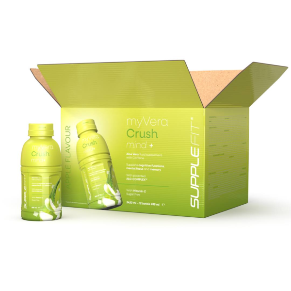 MYVERA CRUSH Mind + | Nahrungsergänzungsmittel mit Koffein in Einzelflaschen à 285 ml (6-er Pack) - 1710 ml