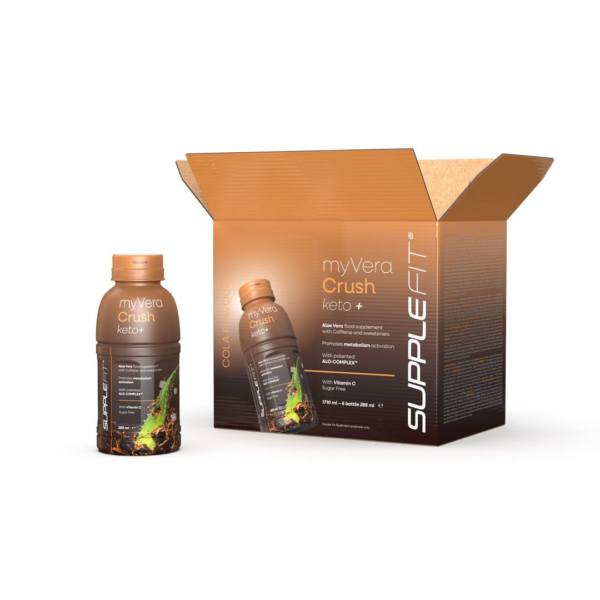 MYVERA CRUSH Keto + | Nahrungsergänzungsmittel mit Koffein und Süßungsmitteln in Einzelflaschen à 285 ml (6-er Pack) - 1710 ml